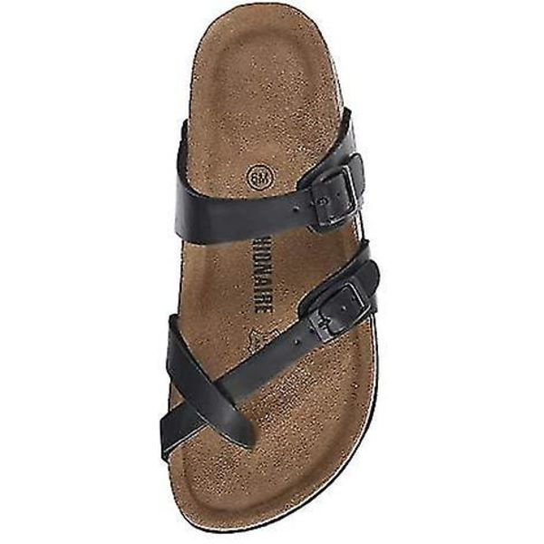 Sandaler med sklisikker såle for kvinner, korkfotseng, justerbare Black 39