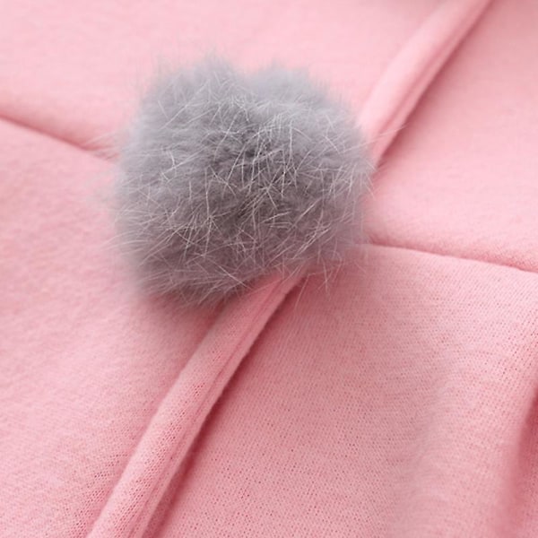 Barn Baby Flickor Söt Kanin Öra Huva Jacka Kappa Vinter Ytterkläder Pink 2-3 Years