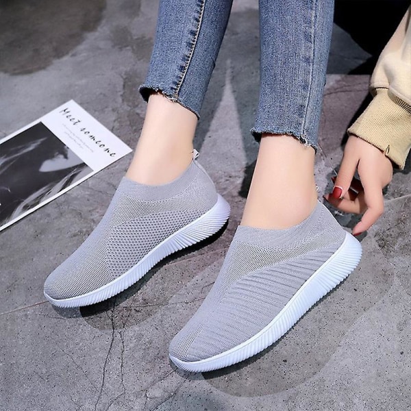 Sko til dame, slip-on, pustende joggesko, treningssko, sportssko Grey 43