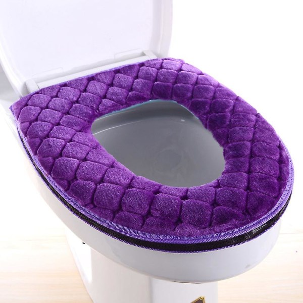 WC-istuimen päällinen kylpyhuoneeseen, WC-istuimen pehmusteet pehmeät paksummat lämpimämmät pestävät WC-istuimen päälliset vetoketjulla purple