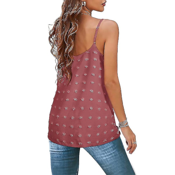 Dame Ensfarget Sommer Casual Ermeløs Camisole Løs Sling Tanktopp Pink S