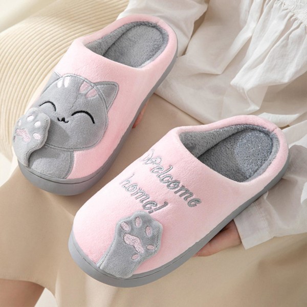 Slip On -tohvelit Lämpimät kotitossut Aikuisille Liukuestepohja Maneki-neko Sandaalit Talviset kotitossut Sisä- ja ulkokäyttöön Skin Red 38 39