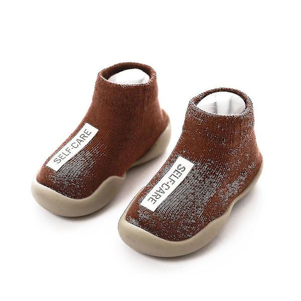 Unisex vauvan kengät Ensimmäiset kävelykengät Taapero tyttöjen vauvan kengät Pehmeä kumi Coffee Color 20-21