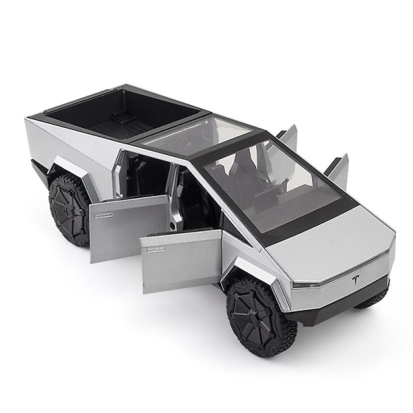 1:24 Tesla Pickup Simuleringsbil Modell Dekoration Leksaker Silver