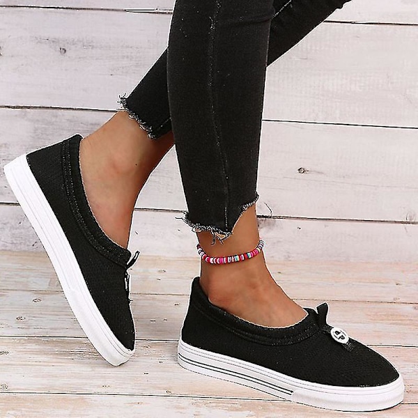 Slip-on damesko, flade sko i meshstof, afslappede, åndbare og skridsikre sko Pink 36