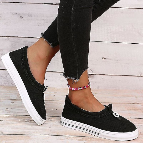Slip-on promenadskor för dam, platta loafers i mesh, avslappnade, ventilerande och halkfria skor Pink 36