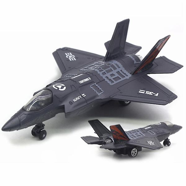 Stor Legering Dra Tillbaka F-35 Jaktplansmodell Musik LED Light Blue