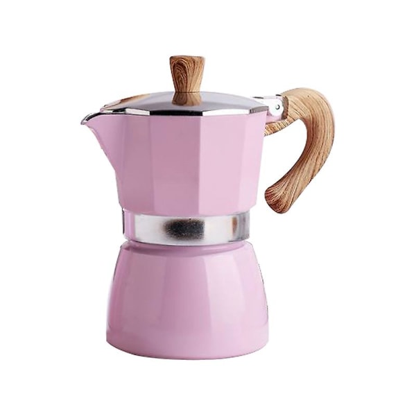 Praktisk kaffebryggare Moka-grytor Espresso Latte Perkolator Mocka kaffebryggare Vattenkokare Cafeteira Kaffekärl med anti-skållningshandtag Pink 150ml