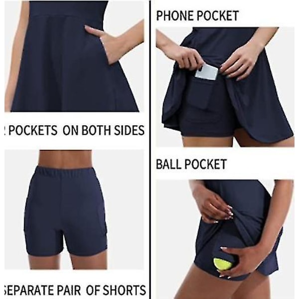 Tennis Kjoler Golf Kjoler Med Indbyggede Shorts navy blue l