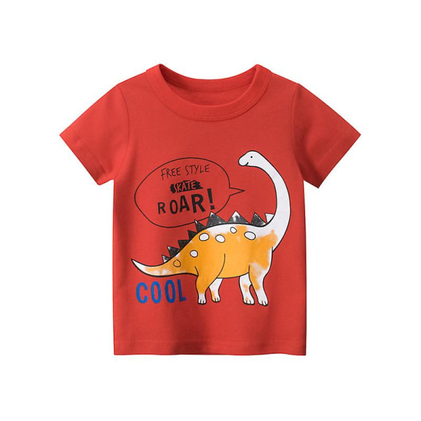 Dinosaur T-shirt för pojkar 2023 Ny sommar Cartoon Top Barnkläder Mode Barn Bomull T-shirt Kortärmad Red 130