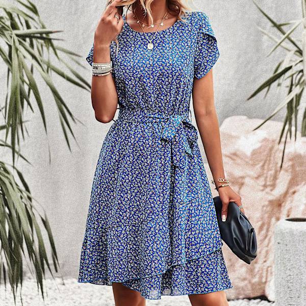 Sommerlig afslappet boho-kjole til kvinder, slank sommerkjole, gave til mor, kvinde, kæreste Blue M