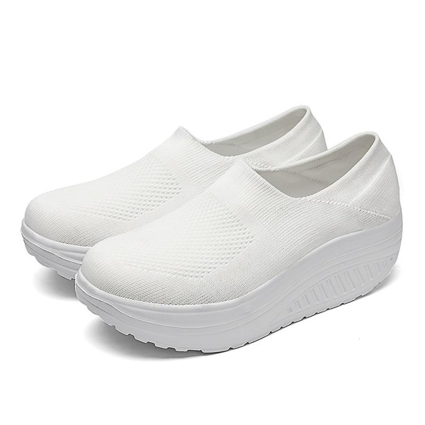 Atletiska damsneakers, halkfria skor med mjuk sula, present till flickvän eller kvinnlig partner White 38
