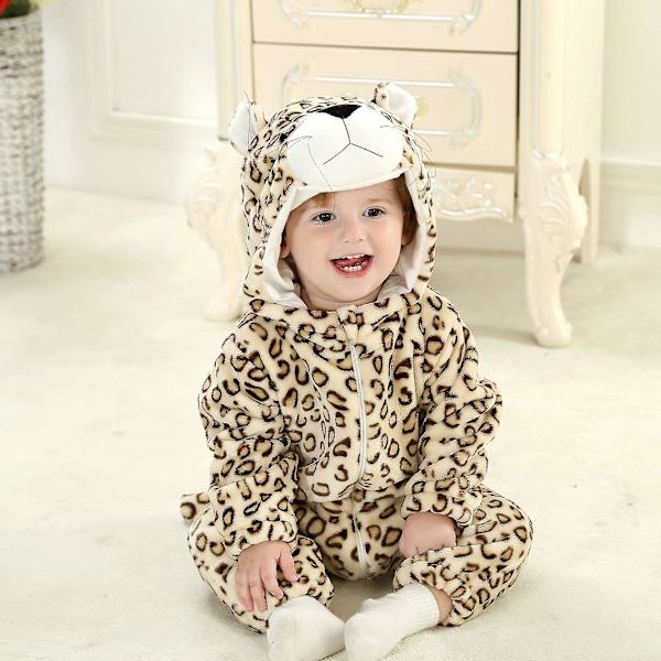 Reedca Taaperon Dinosaurusasuste Lasten Söpö Hupullinen Onesie Eläinasu Halloween Leopard 0-3 Months