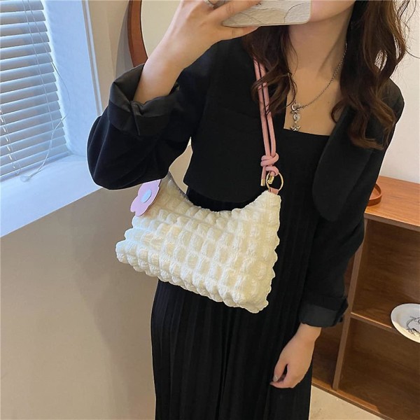 Damhandväska - Trendig Bubble Cloud Tote Väska Estetisk Y2k Plisserad Baguette Väska Axel Väska Handväska Pink