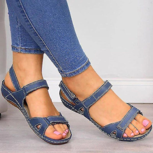 Dame Sandaler med Åpen Tå Ortopediske Sommer Komfortable Pustende Sko Blue EU 38