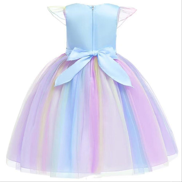 Flickor Prinsessklänning Födelsedag Cosplay Party Enhörning Sagobröllop Kjole Blue 150cm (9-10Years)