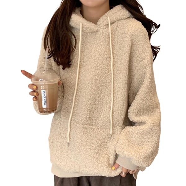 Langærmet hættejakke til kvinder, koreansk version med sødt bjørneformet design, velegnet til sammenkomster med venner Apricot XL