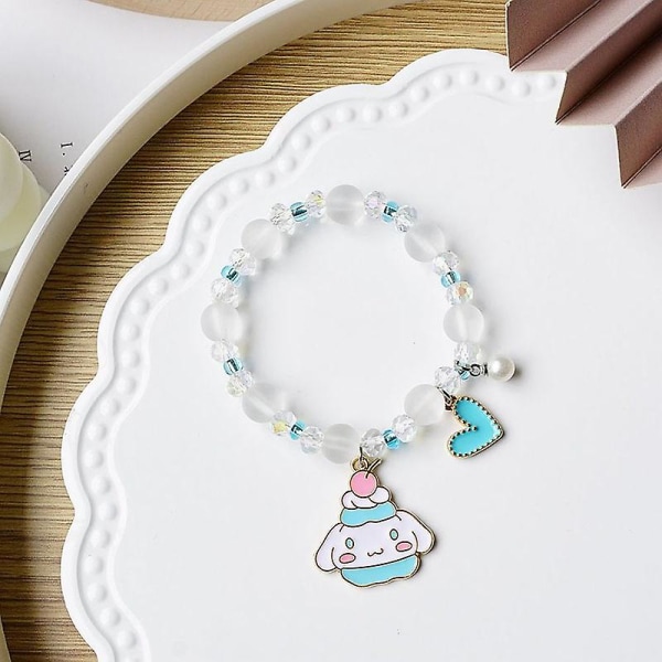 Kawaii Sanrioed Plys Anime Cinnamoroll Armbånd Kæder Tegneserie Mænd Og Kvinder Gave Venskabs Charms Elastisk Reb Smykker Legetøj NM-3