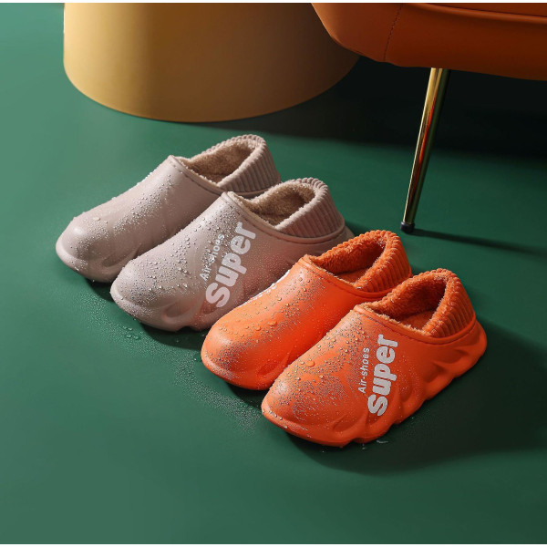 Lumitossut Talvi Lämpimät Slip On Pehmokengät Vedenpitävät Liukuestepohjaiset Matala Varsi Tasapohjaiset Kengät Orange 45-44(Suitable for43-44)
