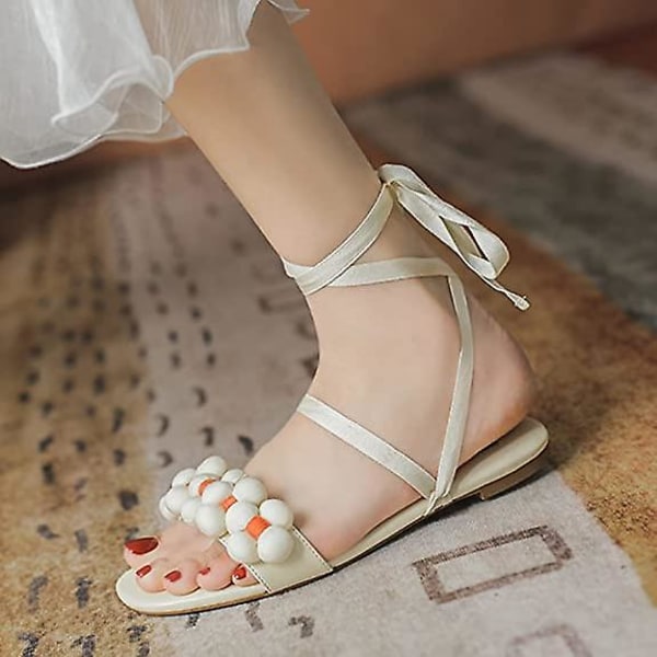 Sandaler for kvinner - nye sommersandaler med åpen tå Apricot 36