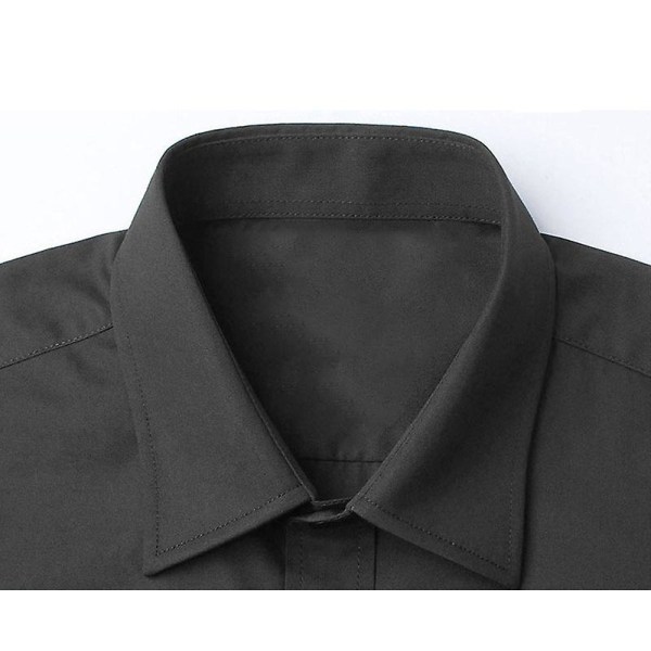 Kortärmad herrskjorta enfärgad knappskjorta sommarskjortor Black XS