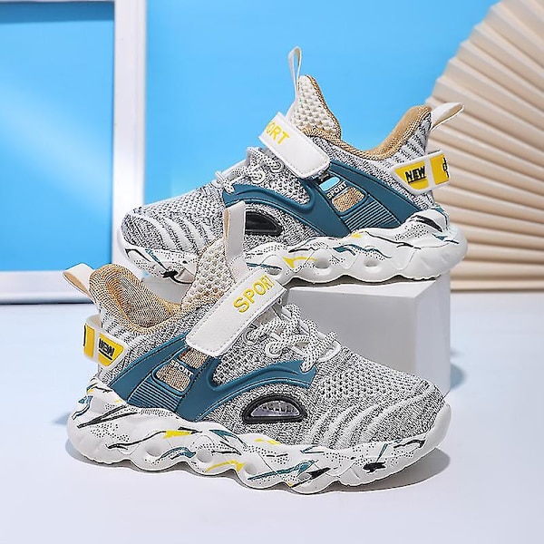 Nye Trendy Drenge Piger Sneakers Åndbare Løbesko Mode Sportssko 3c907 Beige 34
