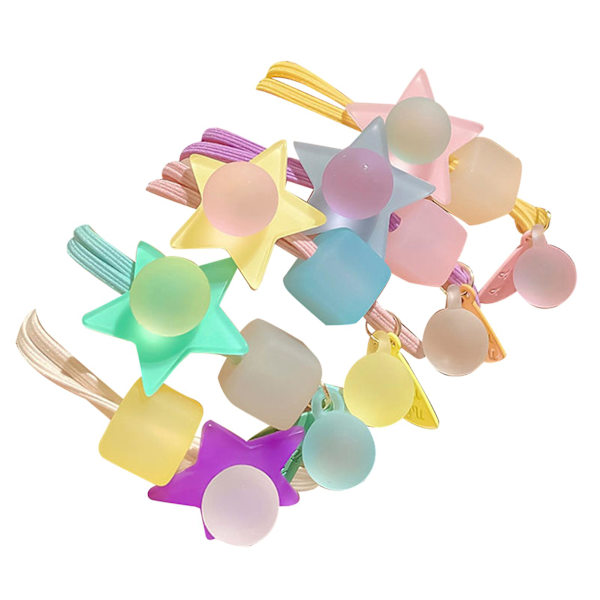 5 stk./sett Stram Geometrisk Stjerne Fargerik Perle Høy Elastisk Hårbånd Hårstrikker Hårtilbehør for Daglig Bruk 5pcs