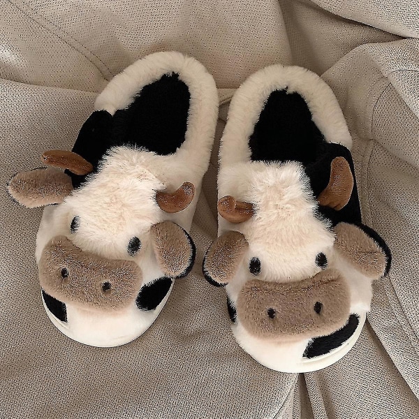 Ko Slippers Søde Varme Hyggelige Bomuldssko Dyr cow cotton tow half bag 40-41