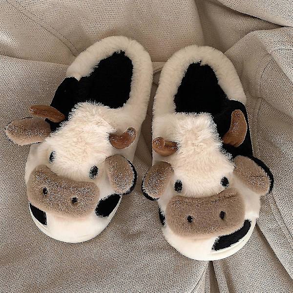 Ko-tofflor Söta Varma Bekväma Bomullsskor Djur cow cotton tow half bag 40-41