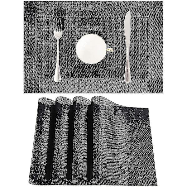 Pöytätabletit, 10 kpl, pestävät, liukumattomat, PVC-punotut, ruokailutilaan, musta, 45 cm * 30 cm