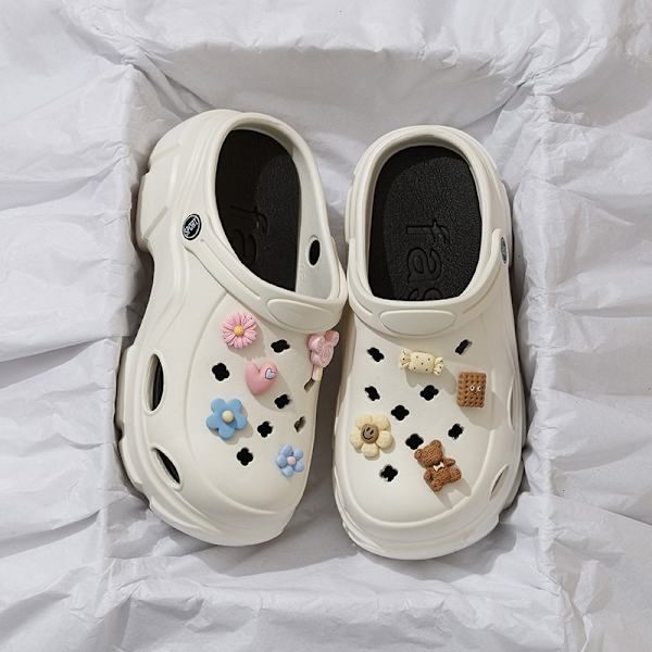 Sko med tyk sål og hævet hul til kvinders sommerstrand anti-slip tåslippers white 1 40-41
