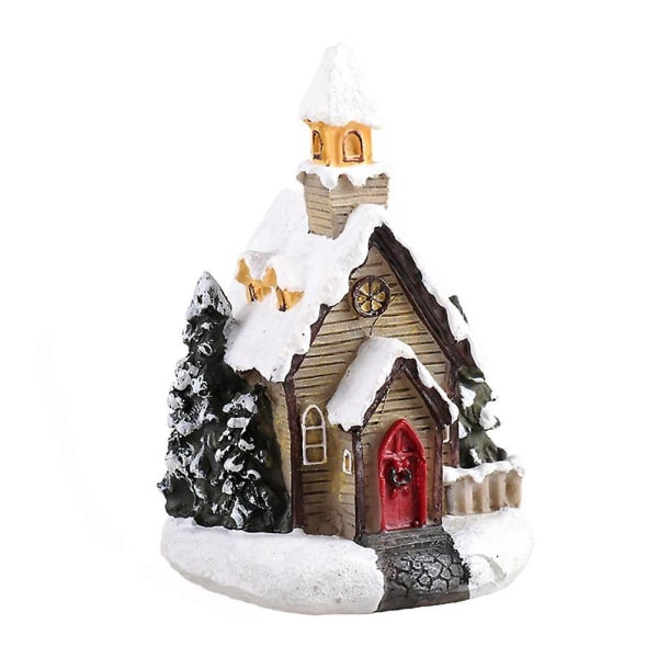 Jul Ljusstyrka LED Lyser upp Mini Village House Scene Decors Xmas Ornaments C