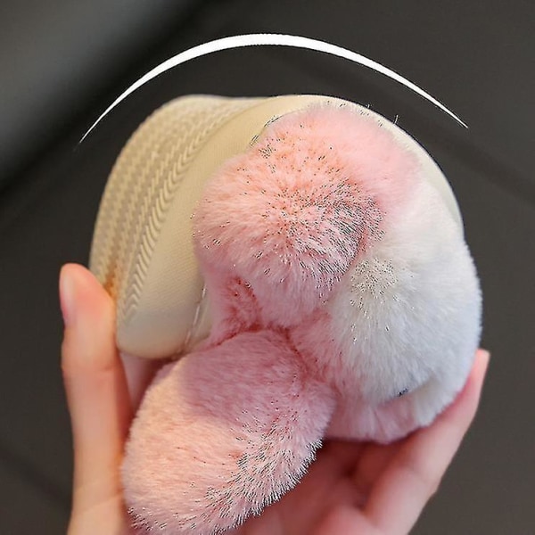 Barn Bunny Tofflor Vinter Plysch Tofflor Halkfria varma sandaler för barn Pink 22-23