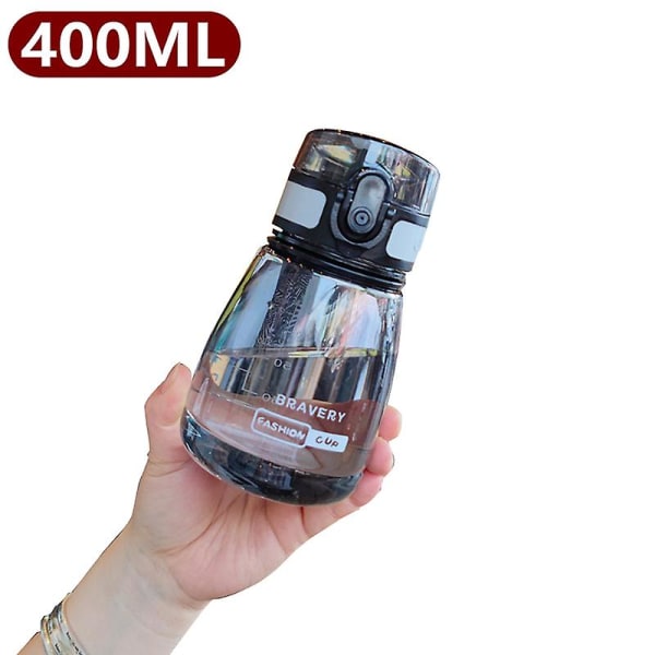 400ml Mini Drikkeflaske BPA-fri Plast Vannkopp Bærbar Gjenbrukbar Flip Top Sportsflasker For Utendørs Camping Black 400ML