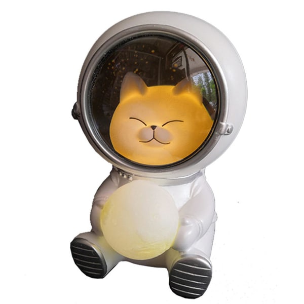 Söt Astronaut Nattljus Creative Resin Bordsskiva Dekoration För barns födelsedagspresent Kitten