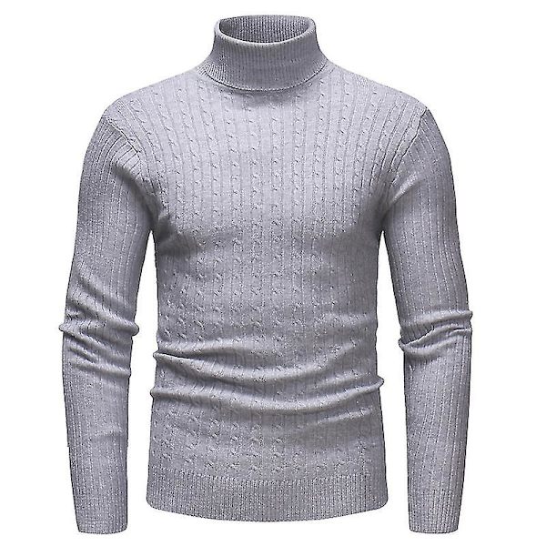 Hög rullande polotröja i stickat för män Grey M