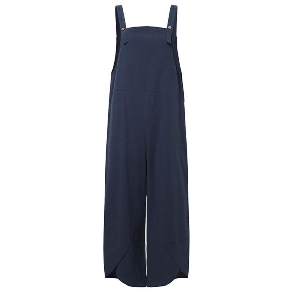 Ermeløse overalls for kvinner, rompers med vide ben blue XL