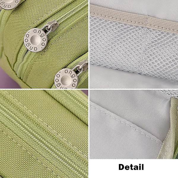 Angoo Dubbelsidig Pennfodral Pennfodral Special Macaron Färg Dubbel Canvas Fickförvaring Väska Pung Kontorsmaterial Skola Resa A6899 Black
