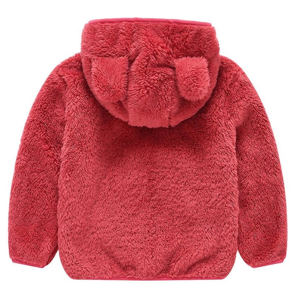 Barn Teddybjörn Huvjacka Fluffig Fleece Varm Dragkedja Upp Rock Ytterkläder Red 4-5 Years