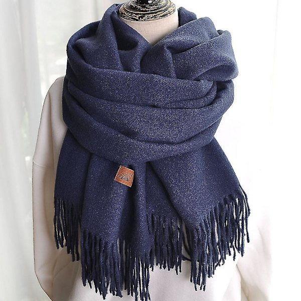 Dame Tørklæde Tæppe Tørklæde Dame Cashmere Følelse Cashmere Sjal Navy blue