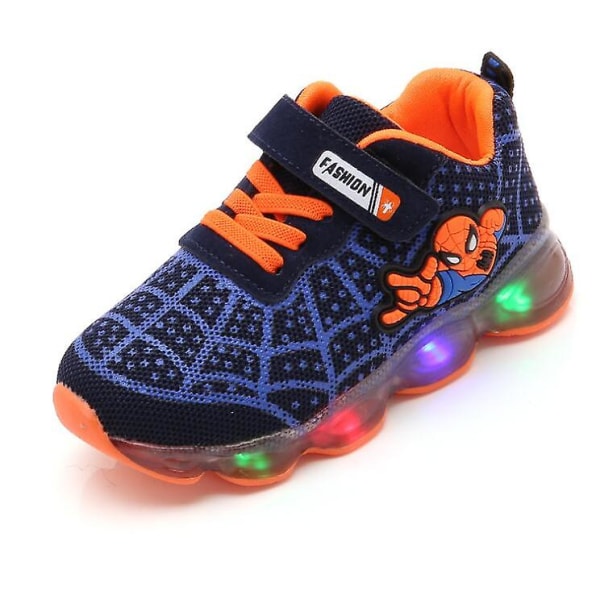 Nya Spiderman Led Mesh Sneakers Flickor Pojkar Barn Luminous Glowing Sneakers Skor för Pojkar Flickor Lighted Led Baby Barn Skor Blue 26