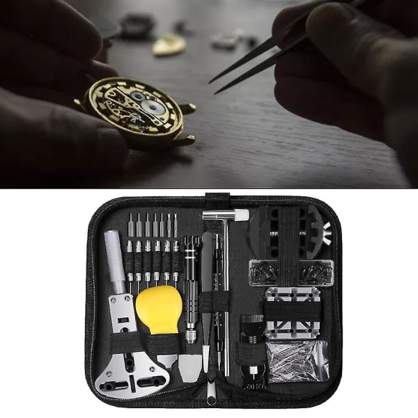 153 delar klockreparationssats professionell fjäderstångsverktygssats, klockbatteribytesverktygssats, klockarmbandslänksstiftsverktygssats