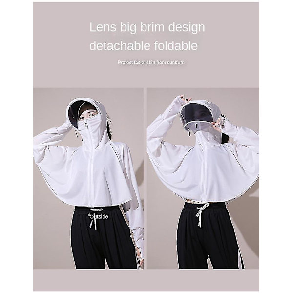 Sommar solskydd kappa solskärm huva skugga topp anti uv is silke sport kylning kläder Dark Grey