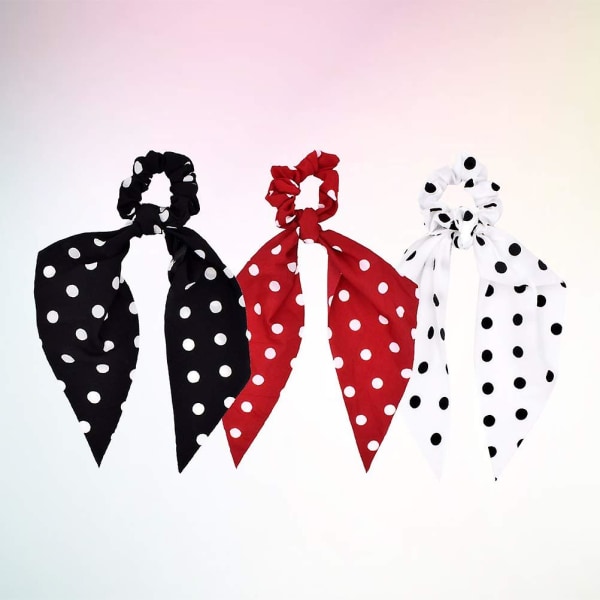 3 st Hårband med Polka Dots Vintage Fläck Hårscarf Stilfulla