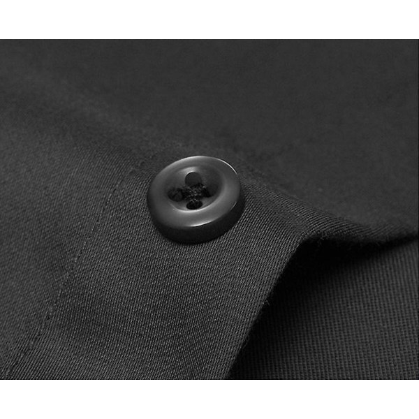 Kortärmad herrskjorta enfärgad knappskjorta sommarskjortor Black M