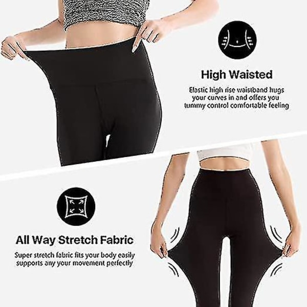 Högmidjade leggings för kvinnor, mjuka, ogenomskinliga, med magkontroll, stretchiga byxor L