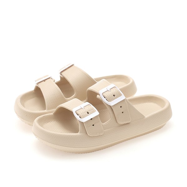 Sandaler for kvinner og menn - Puteslippers - Dobbelspenne Justerbare Slides - Flate sandaler khaki 38/39