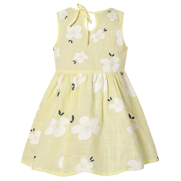 Sommar Småbarn Baby Flickor Prinsessa Ärmlös Blommig Klänning Semester A-linje Klänningar Light Yellow 4-5 Years