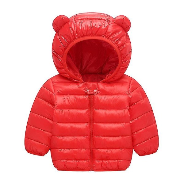 Barn Pojkar Flickor Vinter Pälsfodrad Parkas Kappa Vadderad Varm Dunjacka Ytterkläder Röd Red 120cm