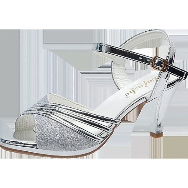 Sandaler for kvinner - moteriktige spennesandaler Silver 40